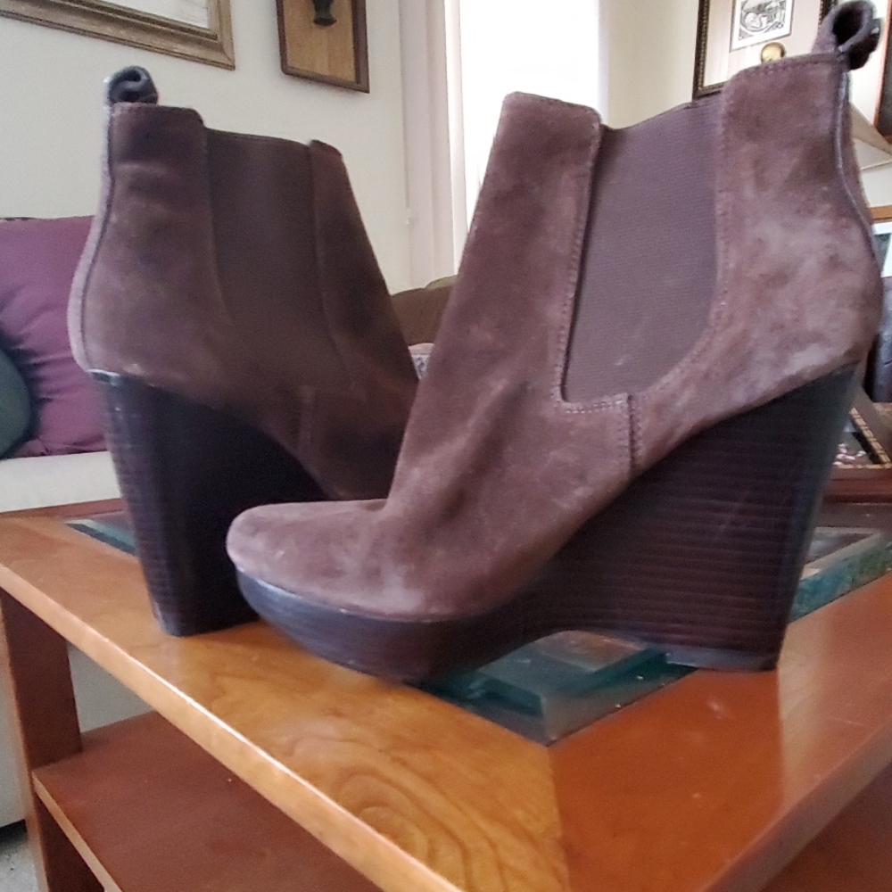 MK Suede Wedge Booties